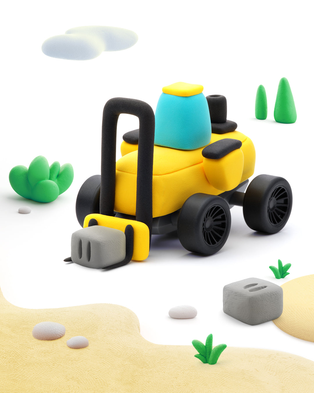 Hey Clay vorkheftruck boetseerklei - gele Construction Vehicles met klei ideeën voor kinderen