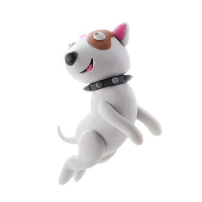 Hey Clay witte springende hond met roze oren van boetseerklei speels hondenfiguur