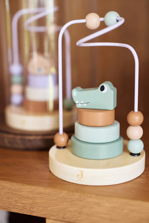 Jollein houten spiraal Croco in natuurlijke kleuren, vrolijk baby speelgoed dat past in de Jungle Jambo speelgoedlijn.