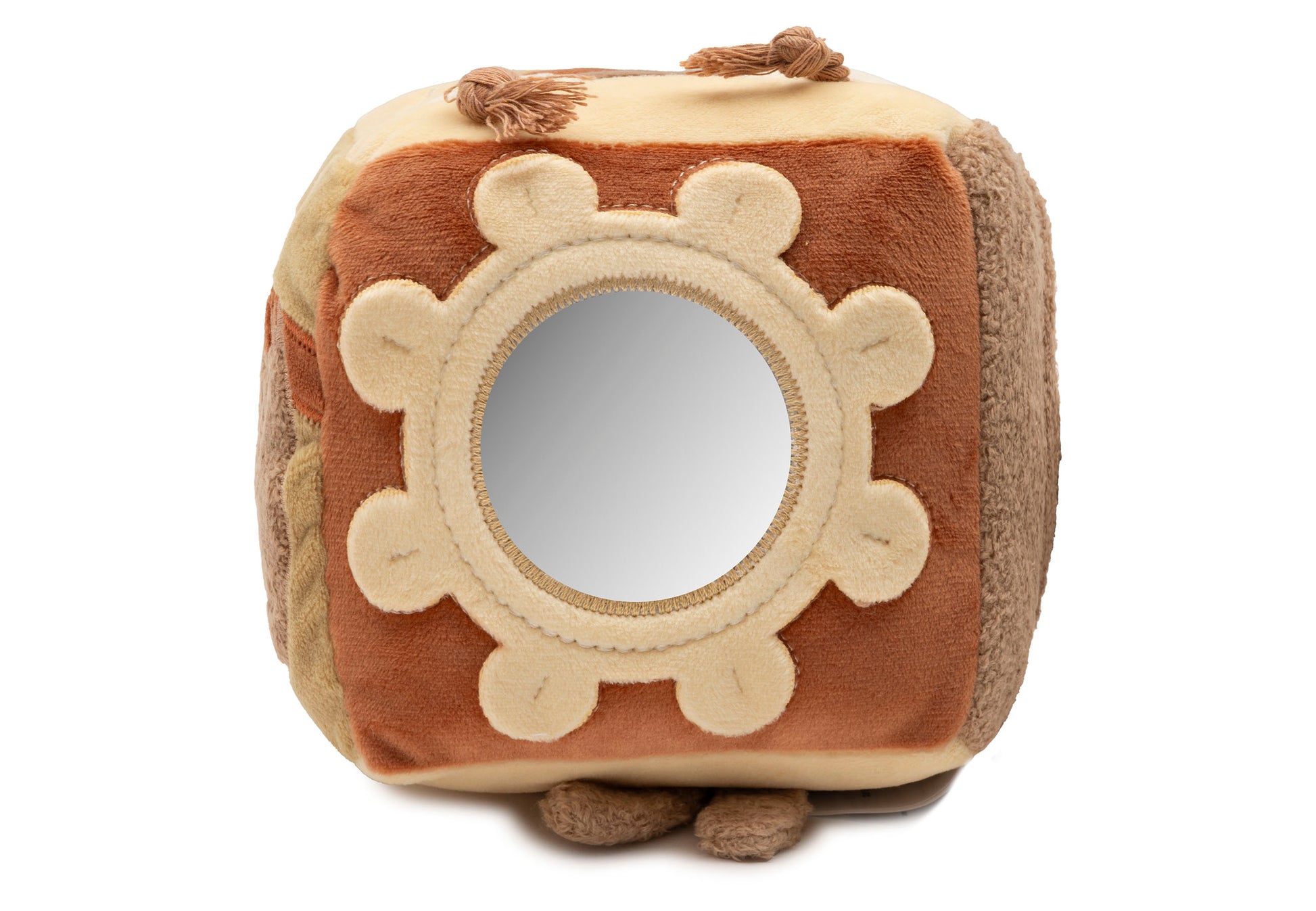 Detailfoto Jollein activiteitenkubus met ingebouwde spiegel, stimulerend sensorisch en educatief speelgoed voor baby.