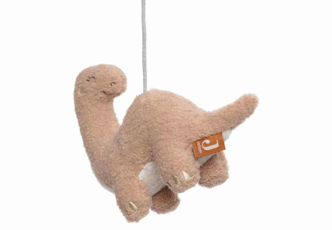 Lichtbruine dinosaurus hanger van Jollein Baby Mobiel Roarsome, gemaakt van zachte stof, geschikt als educatief speelgoed.