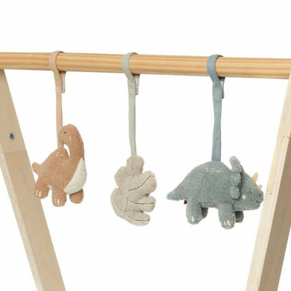 Set van drie Jollein Roarsome babygym speeltjes met dinosaurus en blad, knuffels als babygym