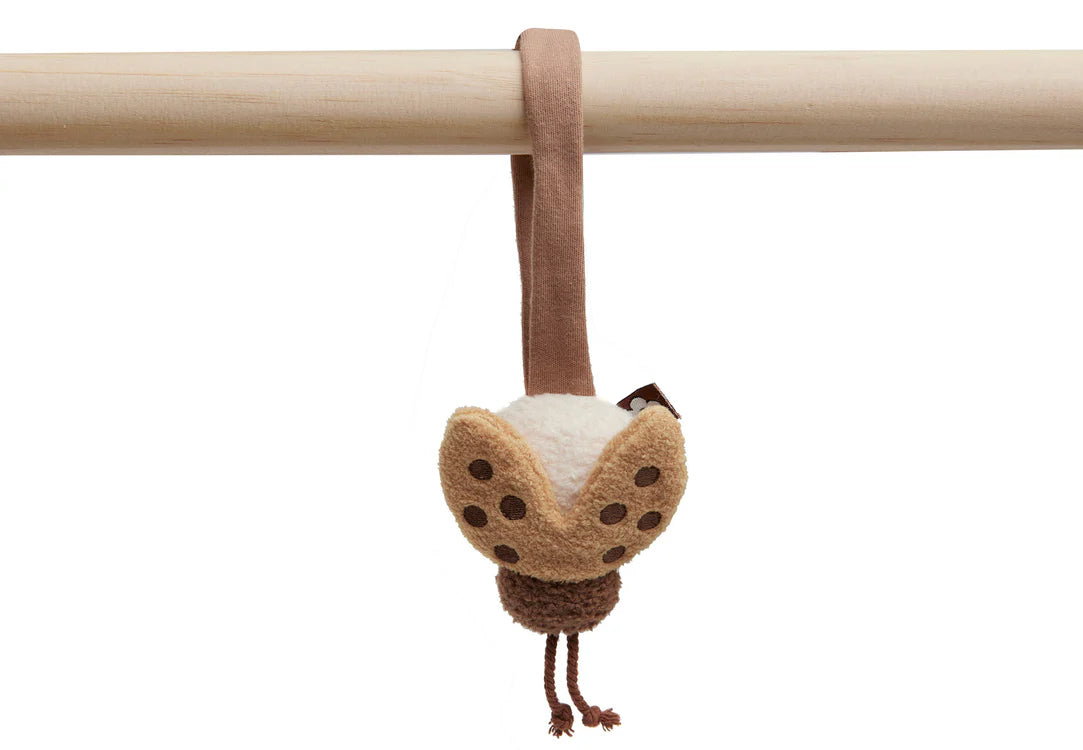 Zachte vlinderknuffel in naturel tint uit Jollein Spring Garden babygym speeltjes, perfect baby speeltje.