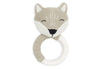 Jollein Bijtring Fox met gehaakt vossengezicht en witte siliconen ring, ideaal als box speelgoed en grijpspeeltje.