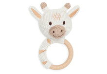 Jollein bijtring in de vorm van een giraffe met een siliconen ring in de kleuren beige en wit, perfect voor baby’s tandjes.