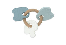 Siliconen bijtring met drie autosleutels van Jollein On The Go, licht en flexibel baby speelgoed.