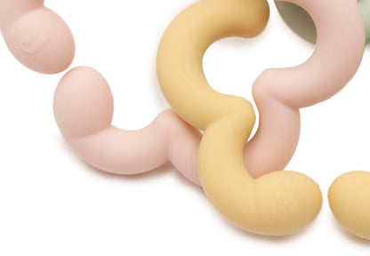 Detail foto Jollein siliconen bijtringen pastelroze en geel voor baby speelgoed