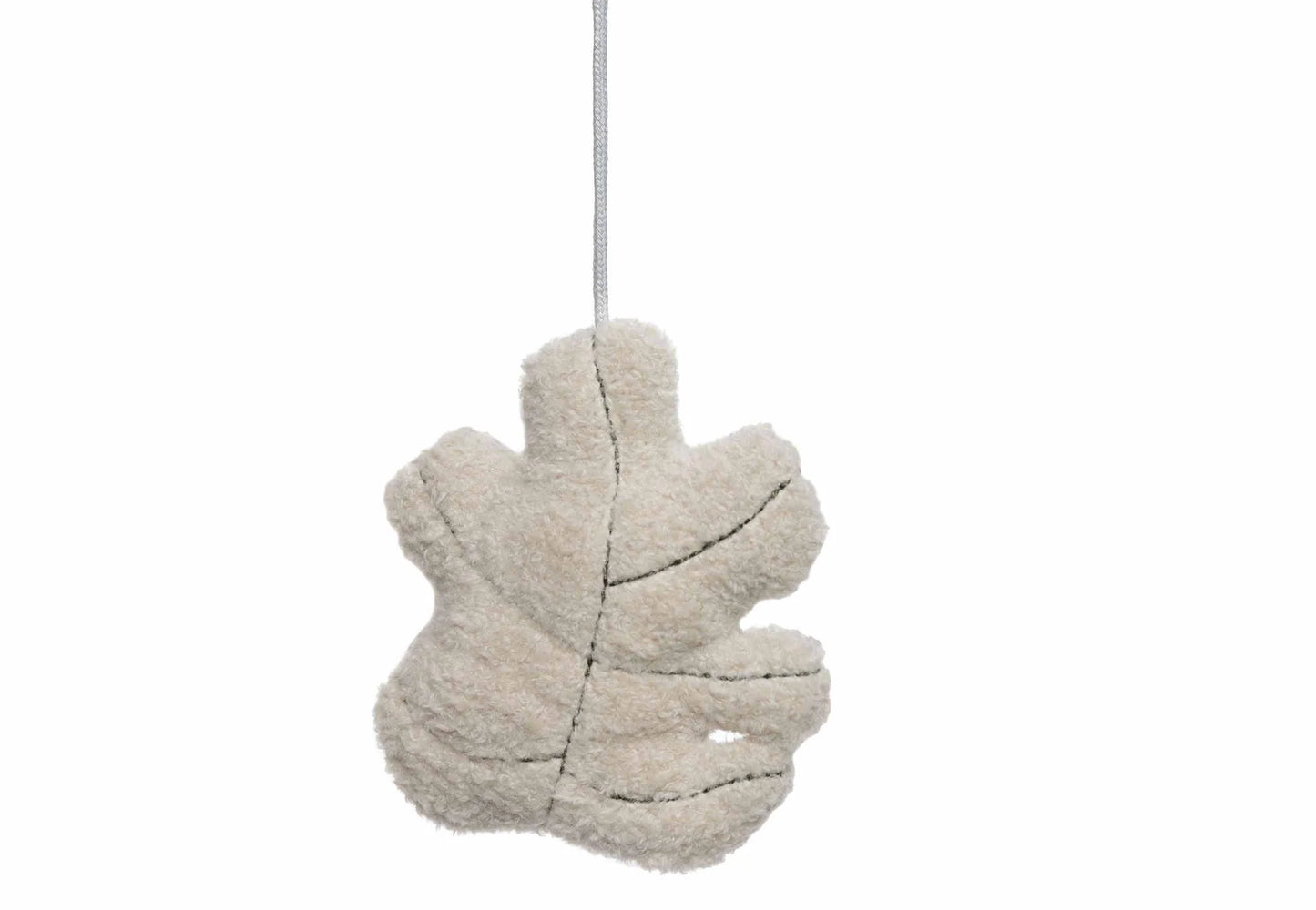 acht bladvormig speeltje in beige kleur van Jollein Boxmobiel Roarsome, ideaal als sensorisch baby speelgoed of kraamcadeau.