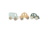 Complete houten auto set van Jollein met bus, taxi en auto, duurzaam speelgoed in hout en perfect als babycadeau.