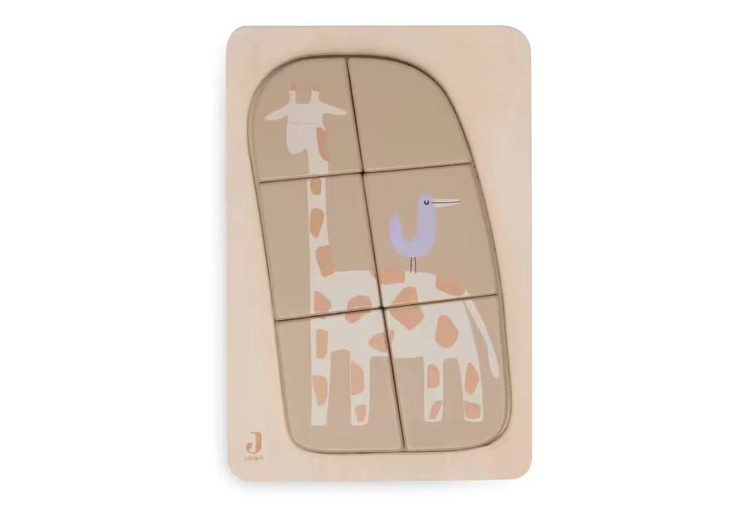 Jollein Houten puzzel Jungle Jambo Giraffe in houten frame, educatief peuter speelgoed ideaal als kraamcadeau.