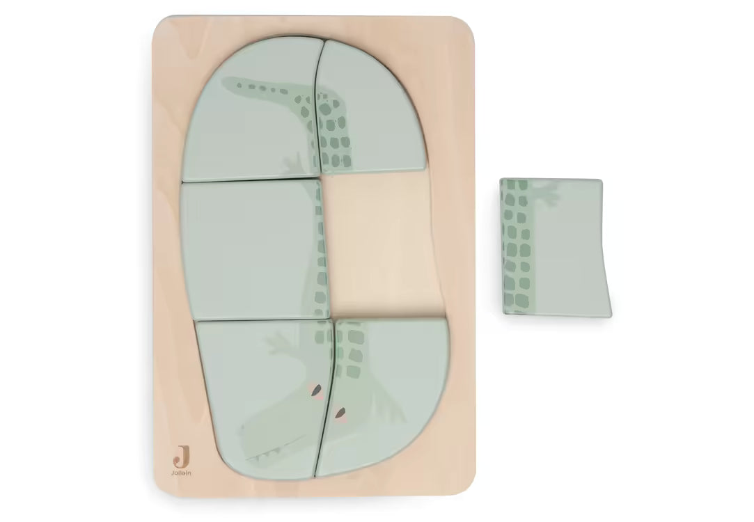 Jollein Houten puzzel Jungle Jambo Croco bovenaanzicht, houten speelgoed krokodil voor peuters.