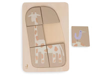 Jollein Houten puzzel Jungle Jambo Giraffe, vormenpuzzel met losse houten blokken voor educatief baby speelgoed.
