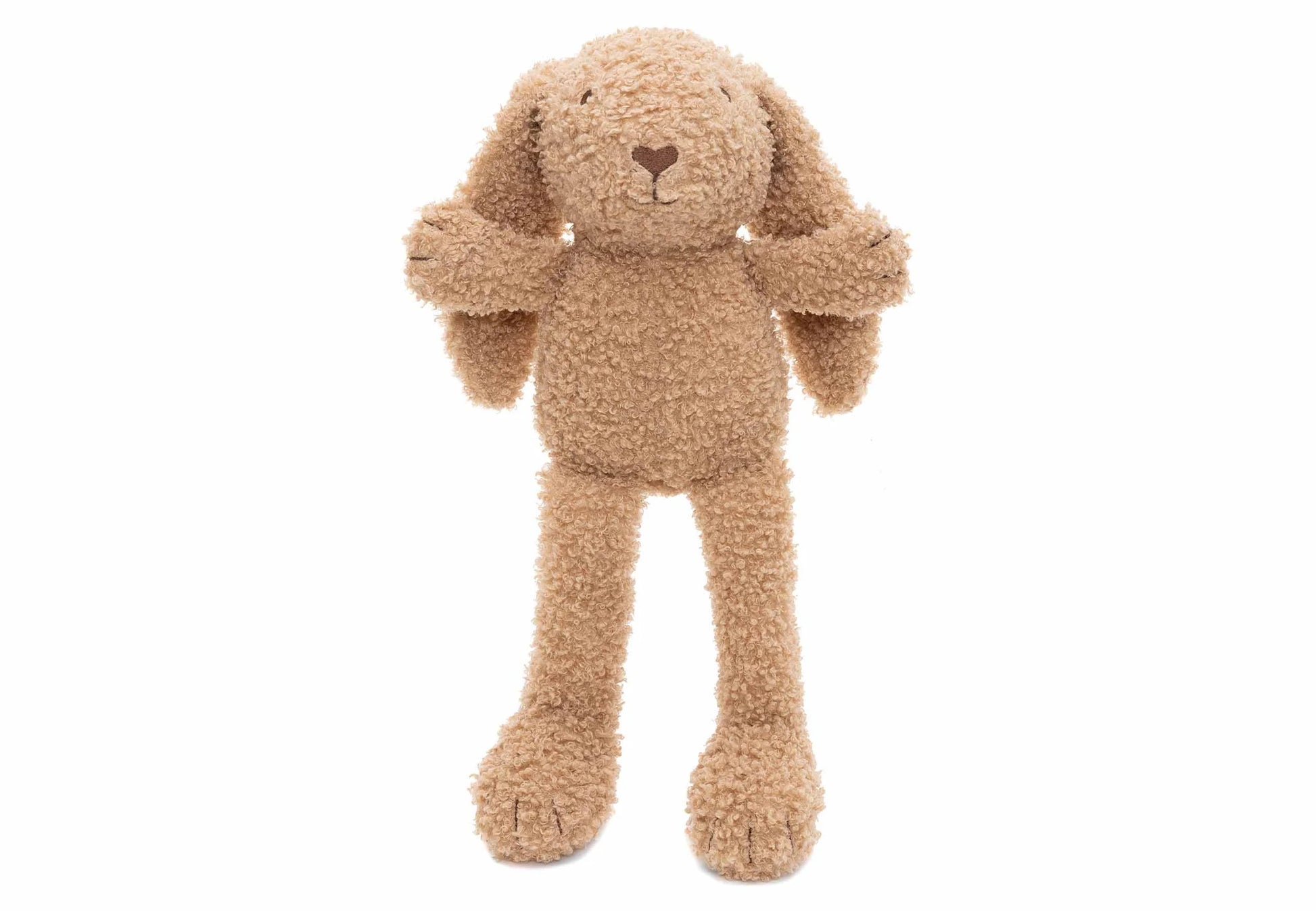 Staande Jollein Knuffel Bunny in biscuitkleur van zachte teddy voor baby’s en peuters als lief kraamcadeau.