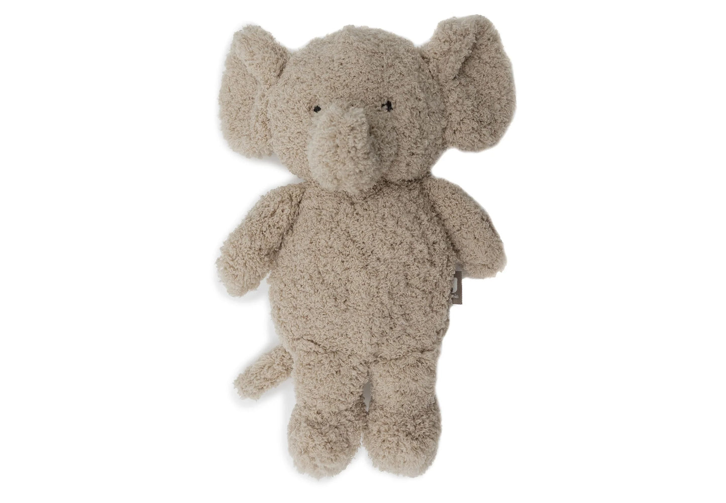 Jollein knuffel olifant uitgestrekt in beeld met zachte beige vacht, perfect als educatief speelgoed voor baby’s.
