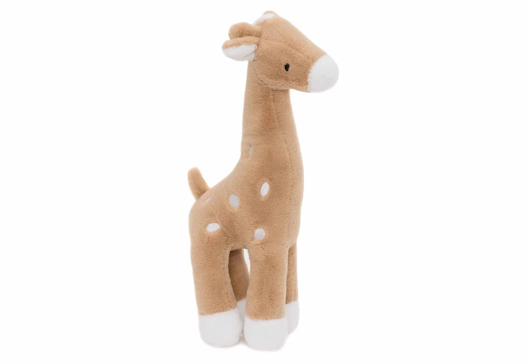 Jollein knuffel giraffe in biscuitkleur met witte pootjes en stippen, perfect als speelgoed of babycadeau.