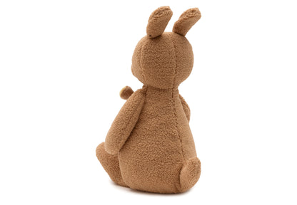 Achterzijde Jollein Knuffel Kangaroots in zacht teddy stof, camel kleur, baby cadeau meisje jongen