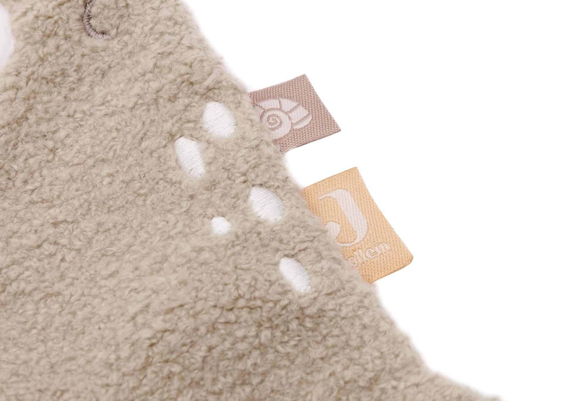 Close-up van Jollein knuffeldoekje Speendoekje Deepsea Whale met zachte labels en subtiele branding.