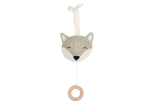 Jollein Muziekdoosje Fox in beige breiwerk met houten ring, een schattig muziekdoosje baby en origineel kraamcadeau.
