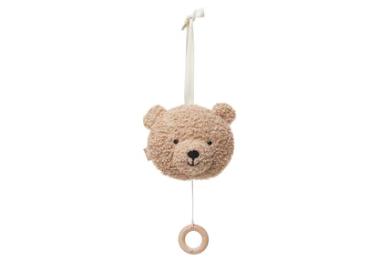 Voorzijde van Jollein muziekdoosje Teddy bear in biscuitkleur, schattig muziekdoosje baby en ideaal kraamcadeau.