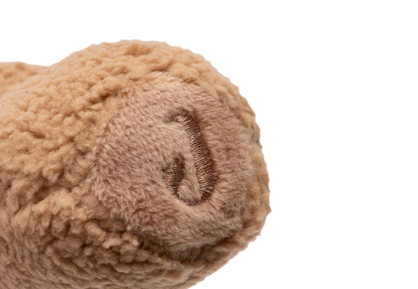 Detailfoto Jollein rammelaar Kangaroots, zacht teddy materiaal met geborduurd neusje, sensorisch speelgoed baby