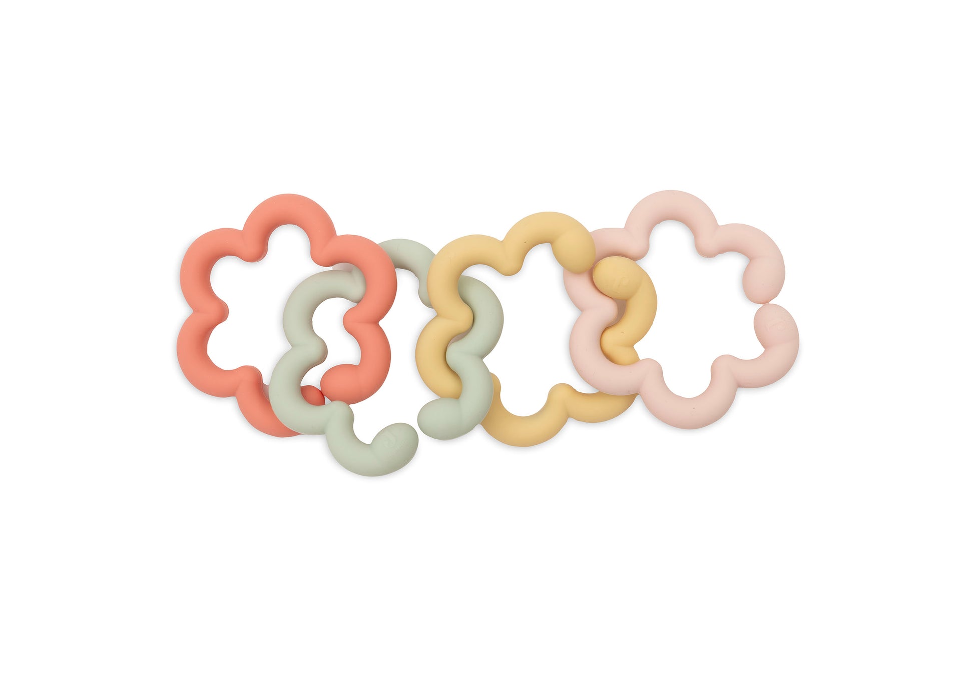 Jollein speelgoed ringen siliconen flowers in pastelkleuren als kraamcadeau voor baby