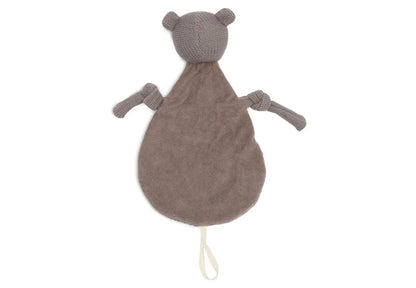Achterkant van Jollein Speendoekje Bear in bruin, een zacht knuffeldoekje voor baby’s als perfect kraamcadeau.