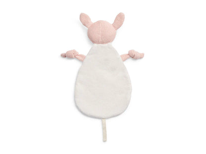 De fleece achterkant van het Jollein speendoekje deer in Pale Pink is heerlijk zacht voor baby’s als speenknuffel.