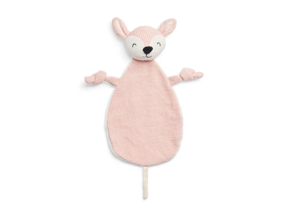 Jollein speendoekje deer in Pale Pink met gebreide voorkant, een zacht knuffeldoekje en lief kraamcadeau.