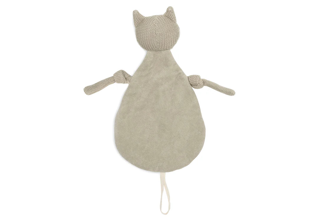 Achterkant van het beige Jollein Speendoekje Fox met gebreide armen, ideaal als knuffeldoekje voor baby’s.