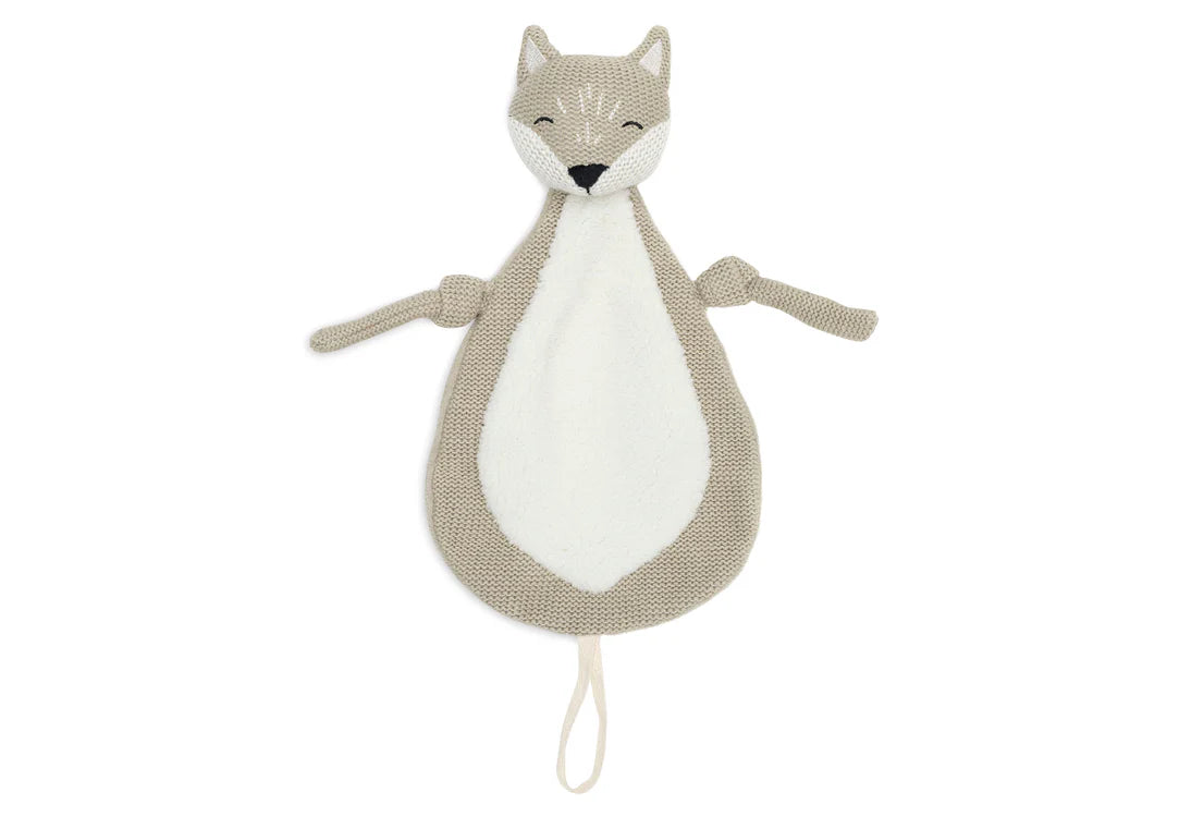 Voorkant van de Jollein Speendoekje Fox in beige met witte buik, een zacht knuffeldoekje als baby cadeau.