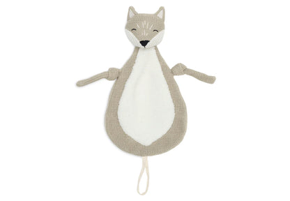 Voorkant van de Jollein Speendoekje Fox in beige met witte buik, een zacht knuffeldoekje als baby cadeau.