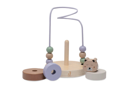 Houten spiraal Cheetah van Jollein met stapelbare ringen en kralen, uit de Jungle Jambo serie, baby speelgoed in hout.