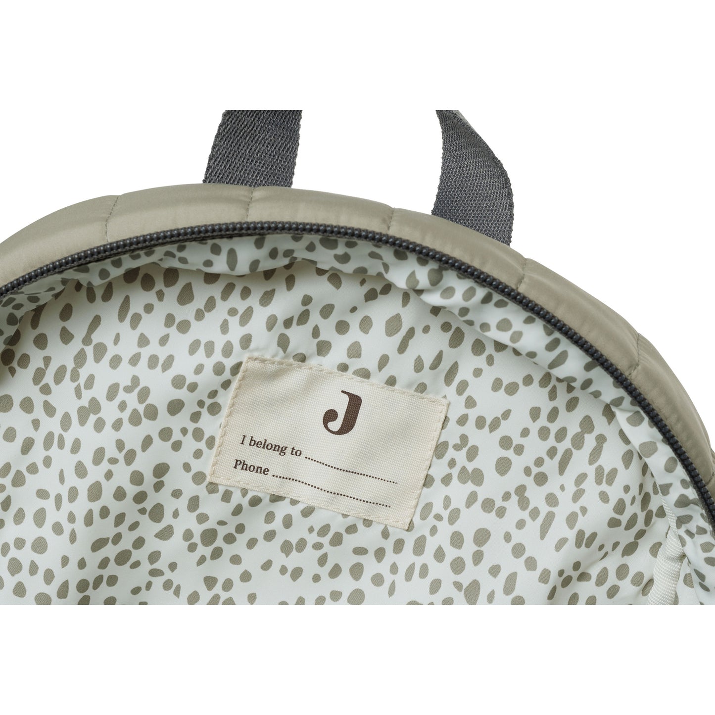 Kleine rugzak Jollein binnenkant met stippenvoering en naamlabel I belong to voor kinderen