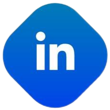 LinkedIn logo met een blauwe achtergrond en witte letters, weergegeven in een afgeronde vierkante vorm met kleurverloop.