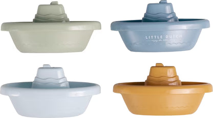 Little Dutch Bad Bootjes in vier kleuren blauw, groen, geel en lichtblauw, leuk speelgoed voor in bad.