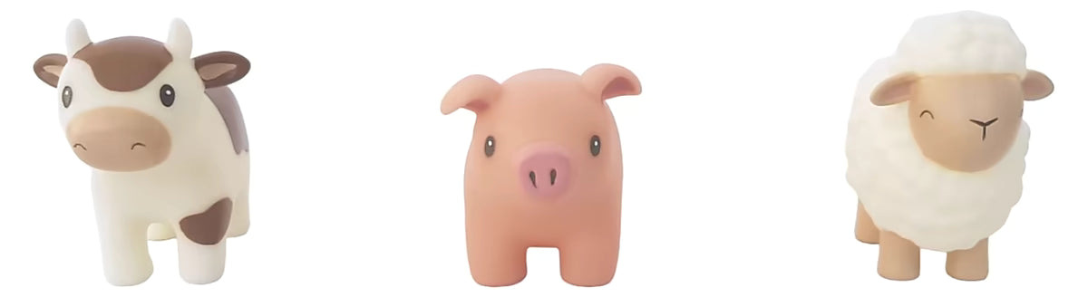 Little Dutch Bad Figuren Set Farm zijaanzicht van koe, varken en schaap, vrolijk 3-delig bad speelgoed.
