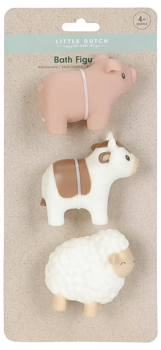 Little Dutch Bad Figuren Set Farm in 3-delig verpakking, kleurrijk bad speelgoed voor baby’s vanaf 4 maanden.