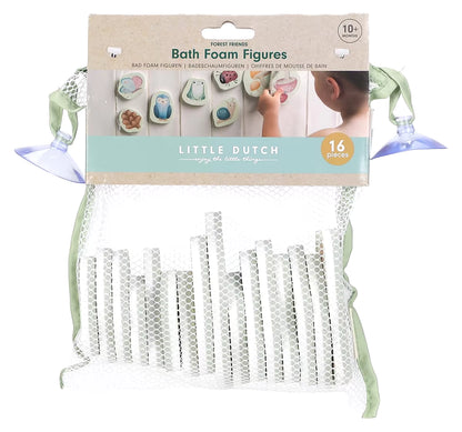 Little Dutch Bad Foam Figuren Forest Friends in netverpakking met zuignappen, ideaal speelgoed voor in bad.
