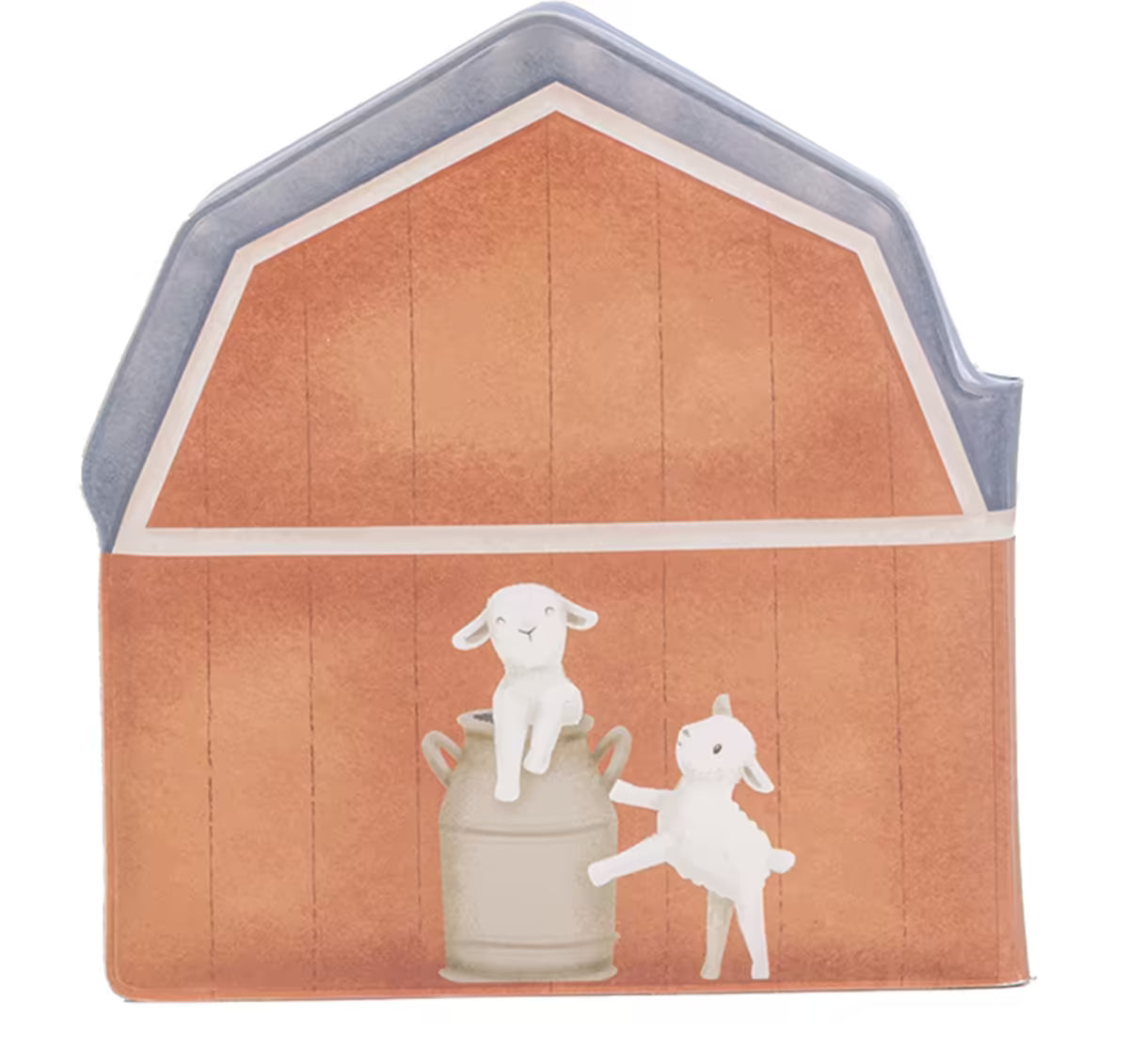 Achterkant van Little Dutch Badboekje - Farm met lammetjes bij melkbus, schattig badboekje baby.