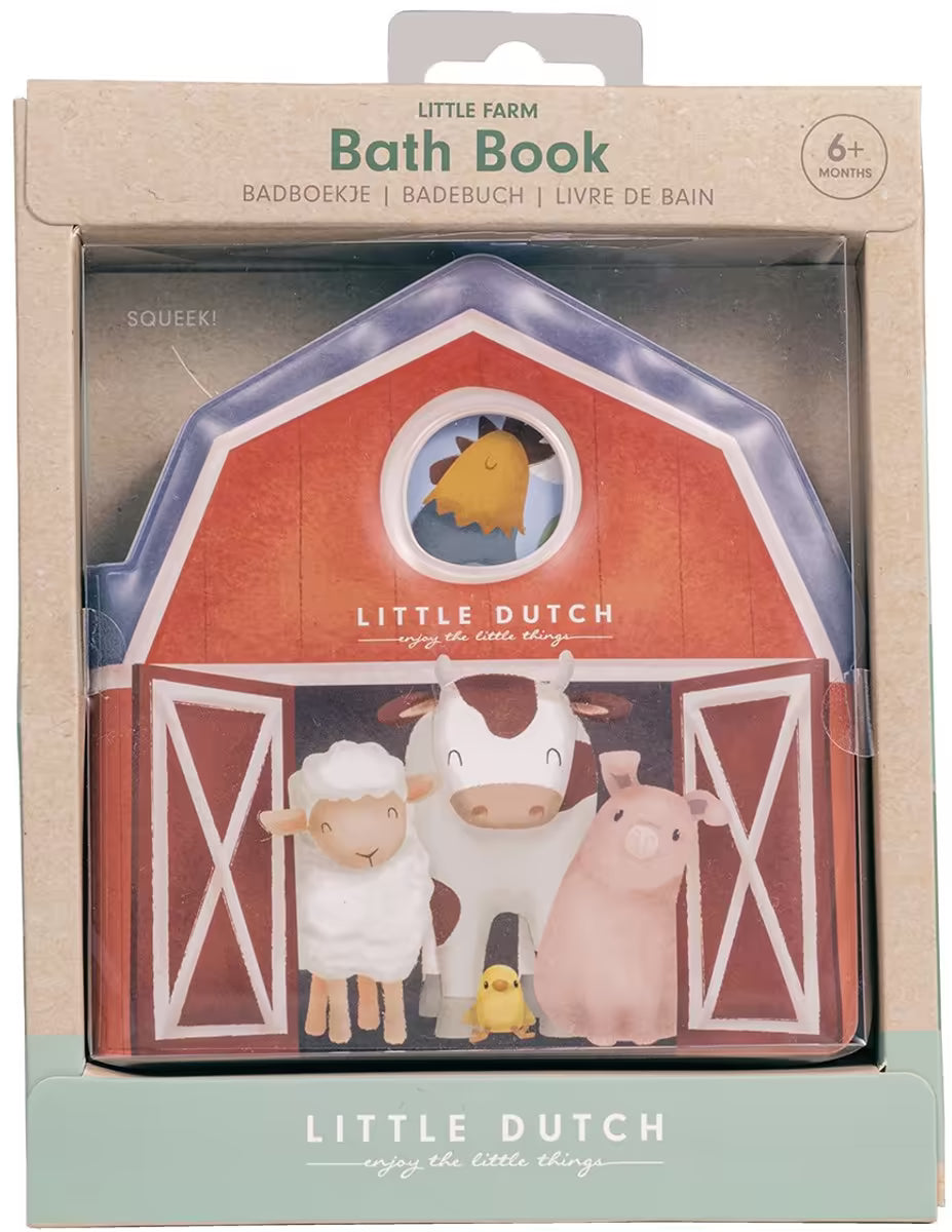 Verpakking van Little Dutch Badboekje - Farm, bad speelgoed met vrolijke boerderijdieren voor baby’s.