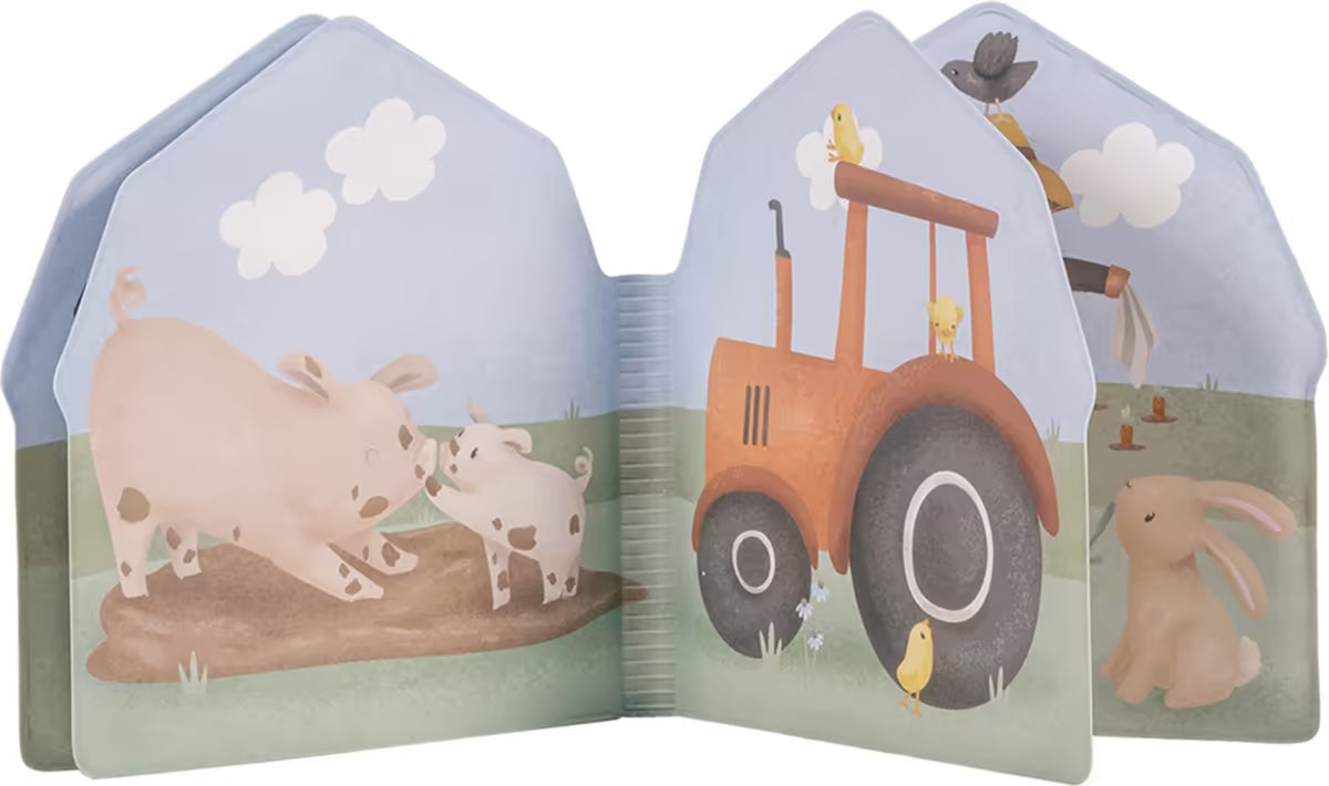 Little Dutch Badboekje - Farm met spelende biggetjes in modder en een tractor, speelgoed voor in bad.
