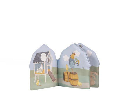 Detailfoto van Little Dutch Badboekje - Farm met kippenhok, haan en kuikens, vrolijk speelgoed voor in bad.