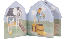 Little Dutch Badboekje met kip in kippenhok en haan op vat, kleurrijk badboekje baby boerderij.