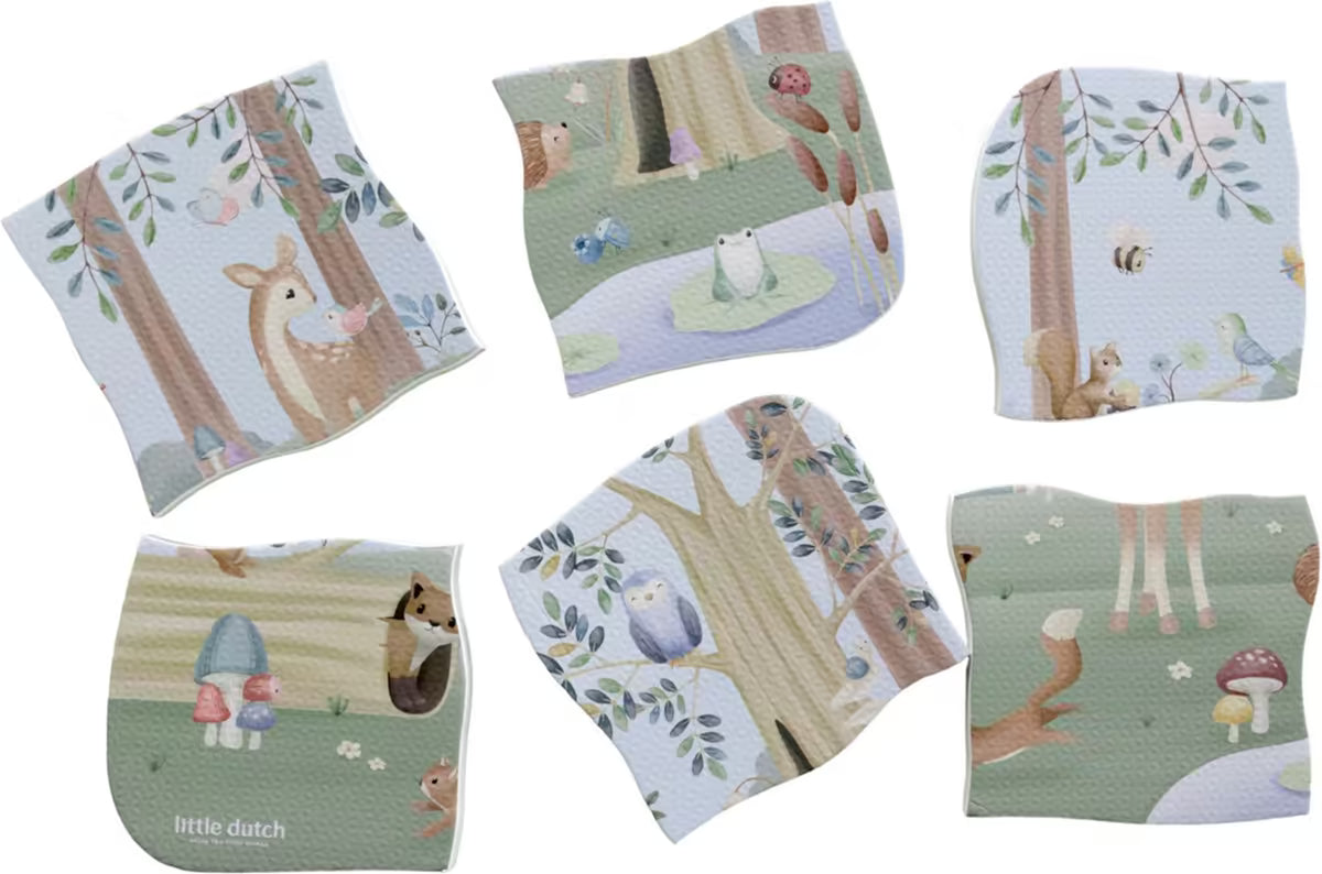 Little Dutch badpuzzel forest friends losse foam stukken met bosdieren en natuur, leuk bad speelgoed voor peuters.