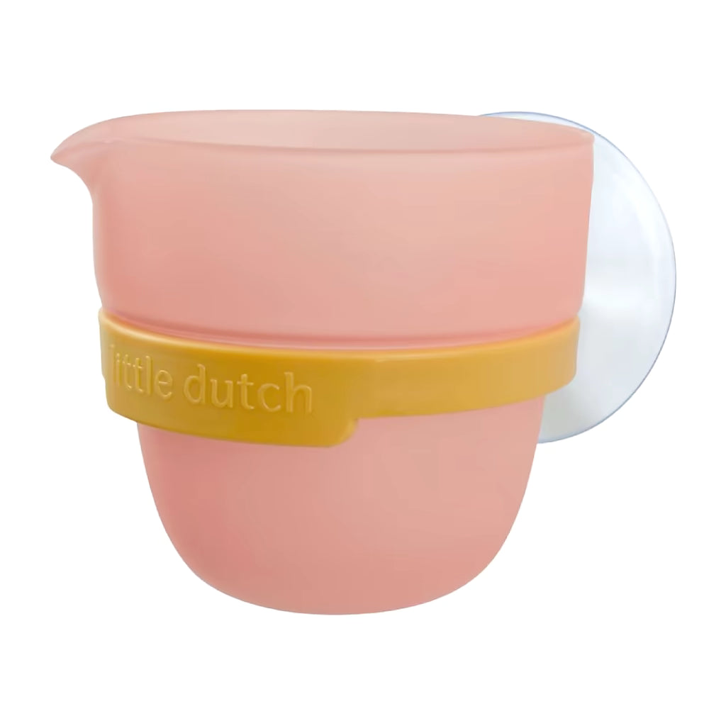 Little Dutch Badwand bekers bloem roze beker met zuignap, stevig en leuk speelgoed voor in bad voor peuters.