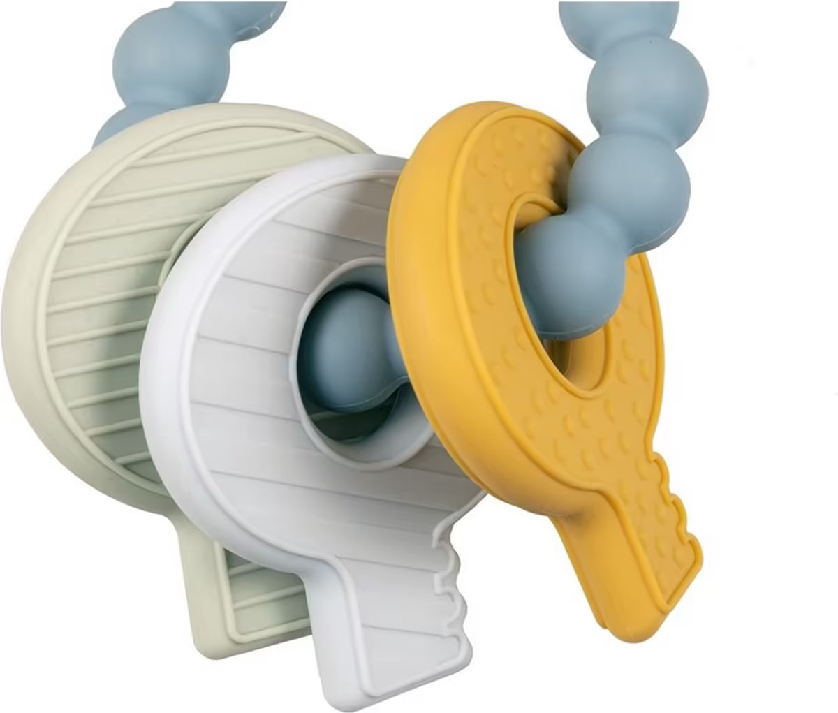  Little Dutch Bijtring sleutelbos van siliconen in blauw en geel tinten, must-have voor babyuitzet en leuk baby cadeau.