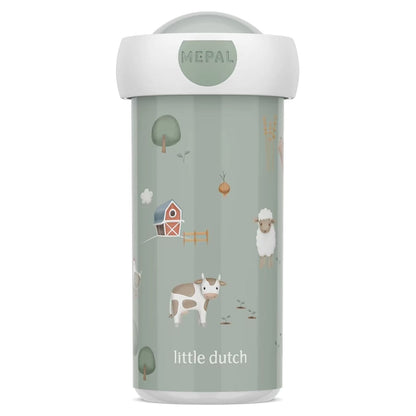 Little Dutch drinkbeker Mepal Campus 300 ML in groen met boerderijprint Farm, ideaal als drinkfles kind.