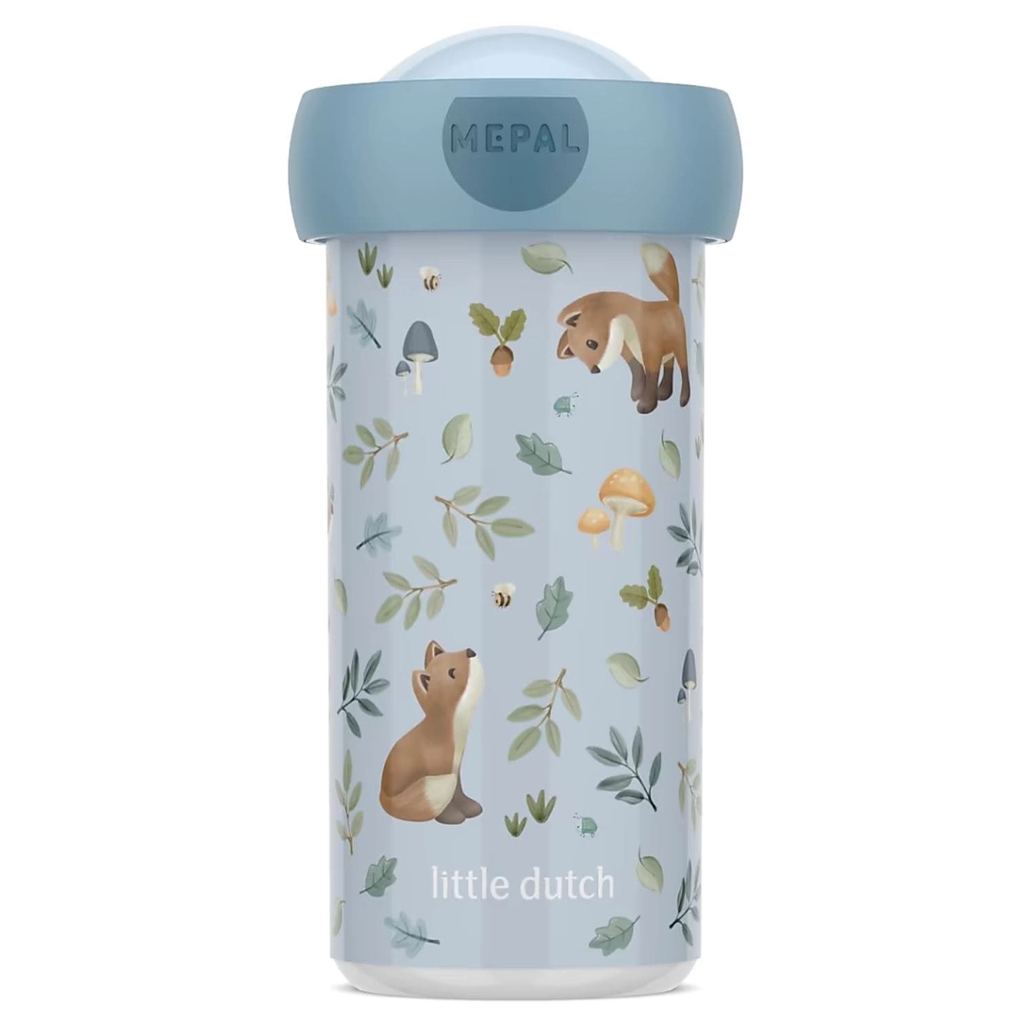 Little Dutch drinkbeker Mepal Campus forest friends 300 ML in blauw met vosjes en bladeren, ideale drinkfles kind voor school.