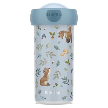 Little Dutch drinkbeker Mepal Campus forest friends 300 ML in blauw met vosjes en bladeren, ideale drinkfles kind voor school.