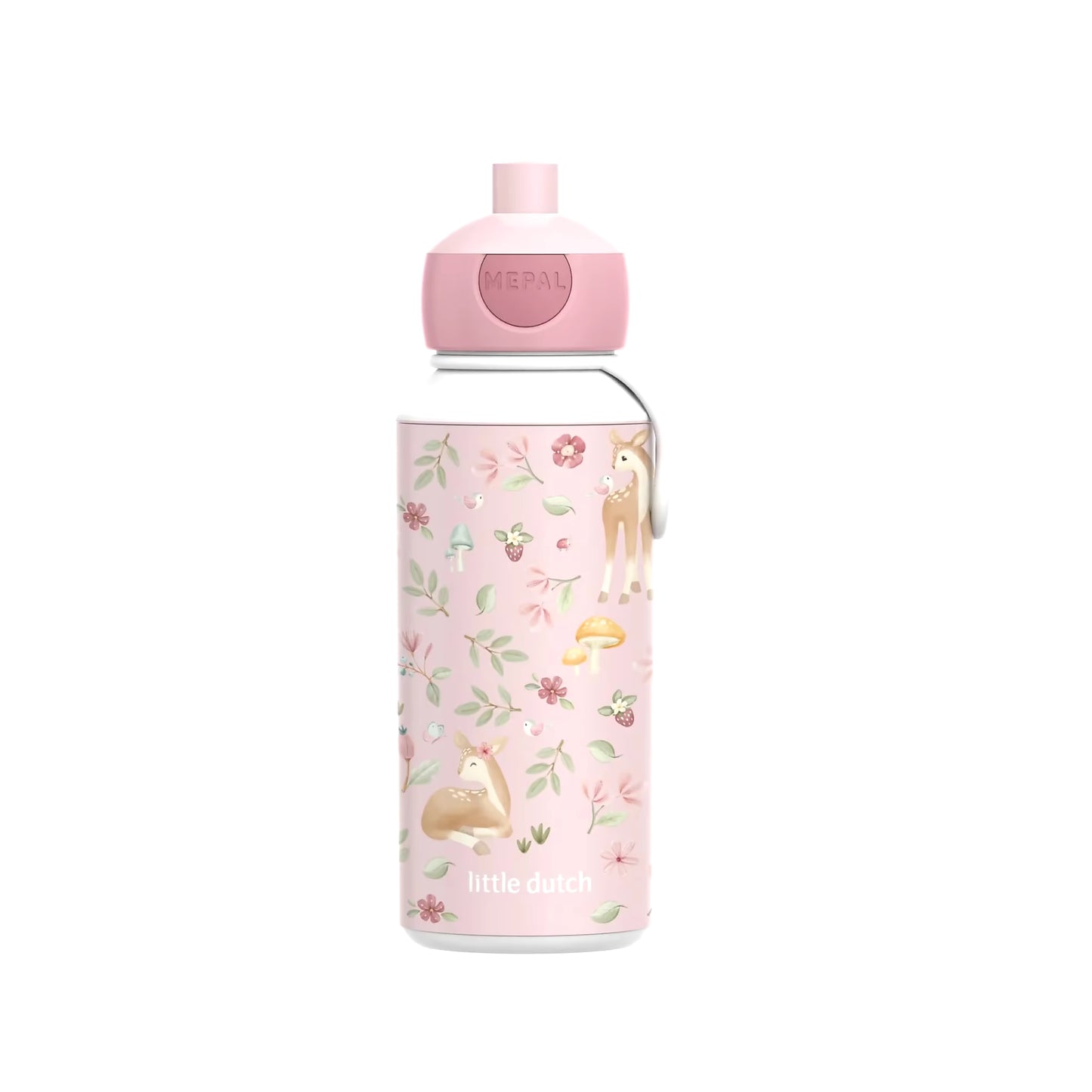 Little Dutch drinkfles 400ml Fairy Garden, Mepal drinkbeker in roze met bosdieren, ideaal voor school en onderweg.